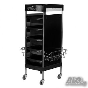 Фризьорска количка Gabbiano FX11E - 40 х 30 х 93 см - черна