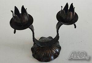 Ковано желязо свещник двойка вис.14 см