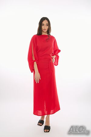 Ленена Рокля Melani - Червена