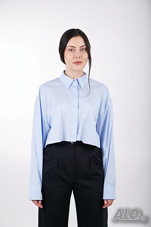 Дамска Риза Cropped - Светло Синя
