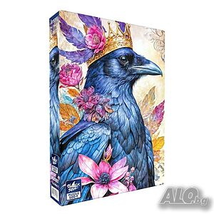 Пъзел Black Sea Сред цветята: Гарван - 500 части
