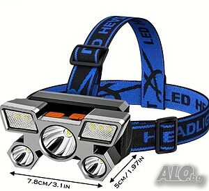 Челник фенер - с USB зарядно, 4 нива на осветеност, Водоустойчив, LED светлина