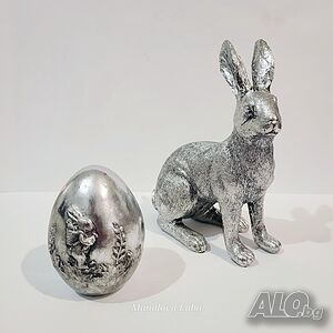 Винтидж великденска украса, заек и яйце.