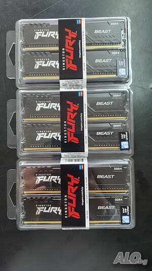 Чисто нов комплект Kingston Fury Beast 16GB (2x8GB) DDR4 3200MHz CL16 KF432C16BBK2/16