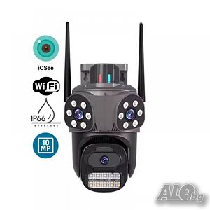 3008 10 Mpx WiFi безжична IP камера с 3 обектива, нощно виждане, 360°, iCSee, SD