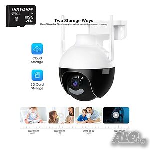 + 64GB комплект 6MP - ICSEE SMART SPHERE 4LED WI-FI охранителна камера COBRA 360 PTZ