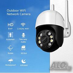 8mp ICSEE IP Wi-FI Куполна камера + адаптер Smart Sphere нощно виждане
