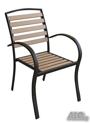 Стол с подлакътник 56x60x88см PLASTIC WOOD NATURAL - (611) - Horecano