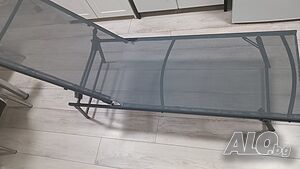 Шезлонг GREEN с регулируема височина до 120 кг 180x55x32/91 см сив