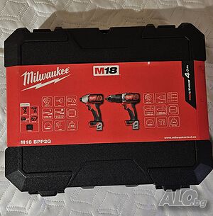 Milwaukee НОВ Комплект Ударна Бормашина Винтоверт и Ударен Гайковерт M18 BPP2Q-402C