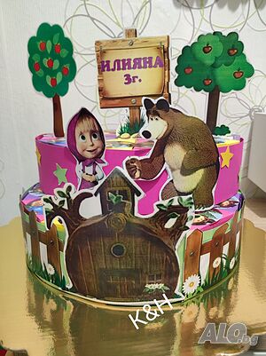 Картонена торта Маша и мечока