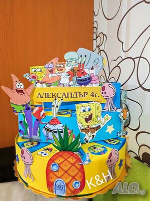 Картонена торта Спондж боб