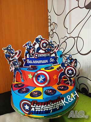 Картонена торта Капитан Америка