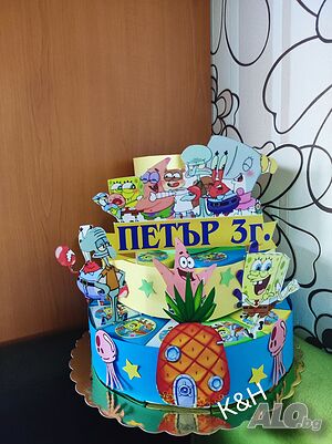 Картонена торта Спондж боб