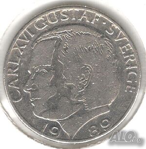 Sweden-1 Krona-1989 D-KM# 852a-Carl XVI Gustaf