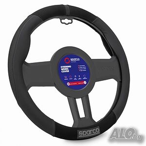 Калъф за волан SPARCO - Черен с черен/червен шев