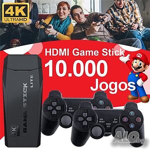 2.4G безжичен контролер Game-Pad TV Video Game Stick (4K Ultra HD Game Stick, черен)