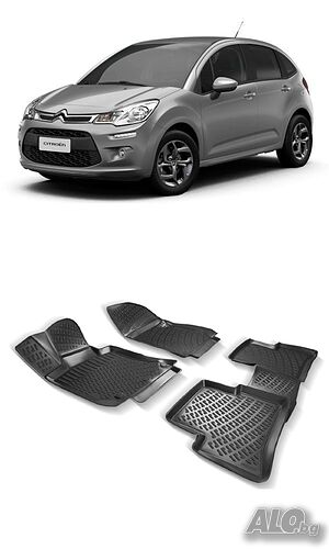 Гумени стелки RizLine съвместими с Citroen C3 09-16