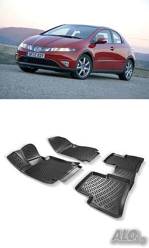Гумени стелки RizLine съвместими с Honda Civic HB 2005-2011