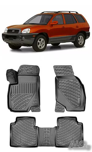 Гумени стелки RizLine съвместими с Hyundai Santa Fe 2000-2006