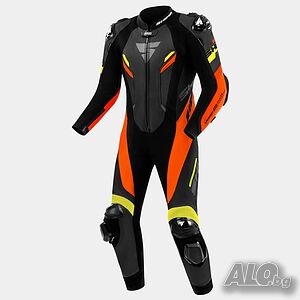 Кожен мото екип SHIMA RS-01 FLUO 1част, гърбица, слайдери, протектори