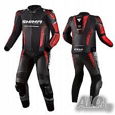 Кожен мото екип SHIMA STR 2.0 RED-FLUO, разм58-XXL,2ч, всички протектори