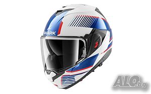 Модуларна Отваряема мото каска за мотор SHARK OXO SIKTER /White / Blue