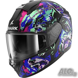 ТОП ЦЕНА Каска за мотор SHARK RIDILL2 RAGING BEAST MATT blue/Red, очила