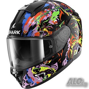 ТОП ЦЕНА Каска за мотор SHARK RIDILL2 RAGING BEAST blue/pink, очила