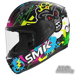 Детска мото каска SMK Bionic Kids CHIMPZ, Вентилация, топ цена!