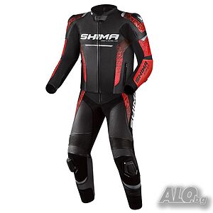 Кожен мото екип SHIMA STR 2.0 RED, разм50-M 58-XXL,2ч, всички протектори