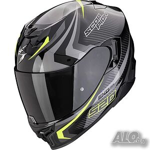 Мото Каска SCORPION EXO-520 EVO AIR TERRA Black-Silver-Neon, очила!