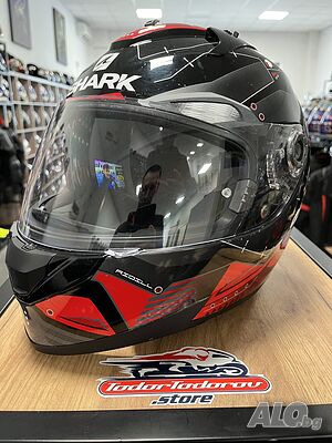 Мото каска SHARK RIDILL, вгардени очила,L 59-60 см. добро състояние!