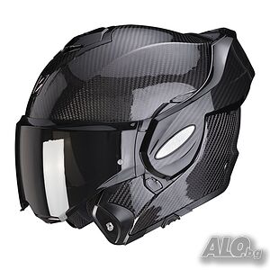 Отваряема мото каска SCORPION EXO-TECH EVO CARBOН Gloss Black,L 59-60
