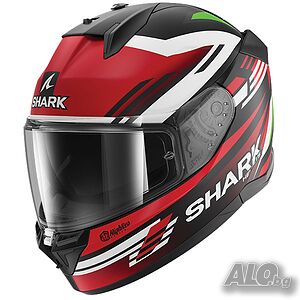 Мото Каска D-Skwal 3 Firstlap Mat Black Green Red, вградени очила