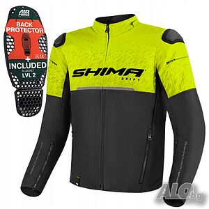 Мъжко двуслойно текстилно мотоциклетно мото яке SHIMA DRIFT FLUO