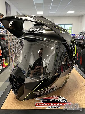 Отваряема ендуро Мото каска HJC C80 Black Fluo S 55-56см, очила
