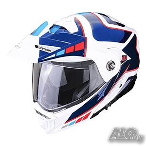 Отваряема Мото каска Scorpion ADX 2 Lewis blue red M 57-58, очила NEW Аксесоари | Резервни части, консумативи,  аксесоари | Труд