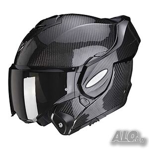 Отваряема мото каска SCORPION EXO-TECH EVO CARBOН Gloss Black,M 57-58