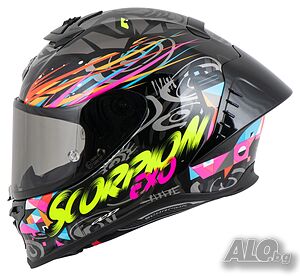 Мото каска Scorpion Exo EXO-R1 Evo II SAVAGE Black-Blue-Pink,S55-56