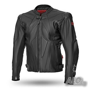 Кожено мото яке ADRENALINE SYMETRIC BLACK, гърбица, протектори, подплата