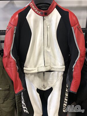 Кожен мото екип DAINESE D-TEC,48-S,2час. протектори, оригинален, слайдери