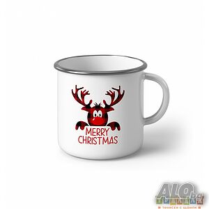 Персонализирано Емайлирано Коледно канче с Елен Merry Christmas