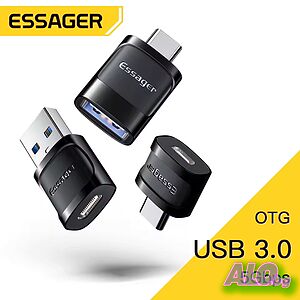 Essager комплект преходници OTG Type C към USB Micro USB към Type C адаптер OTG USB към Type C