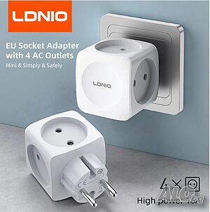 LDNIO Мини куб разклонител, адаптер 4 мулти-изхода, захранване 16A