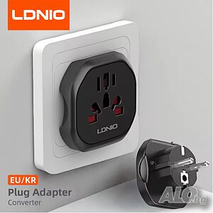 LDNIO Висококачествен универсален пътнически адаптер за Корея/EU контакт 2500W