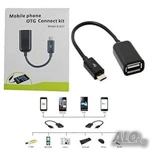 OTG USB-кабел за данни USB-А женско към USB-B micro мъжко 10см.