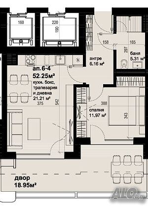 Двустаен апартамент с двор и южно изложение в Grand Plaza Residence - Без комисионна от купувач!!!