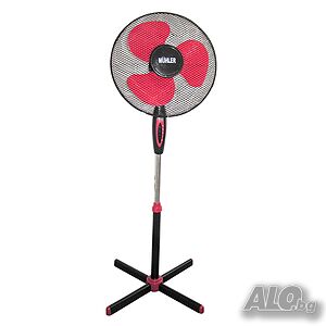Вентилатор 16”Muhler FM-5071, черно+червено, стоящ гаранция нови