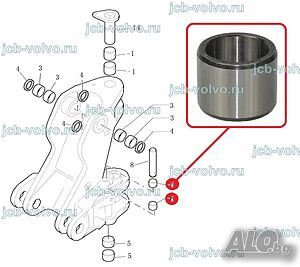 Втулка 45.12mm x 57.96mm x 44.5mm L багер CASE 570 580 590 695